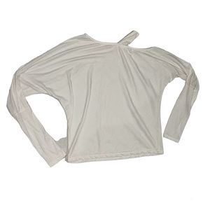 white off the shoulder ribbed long sleeve